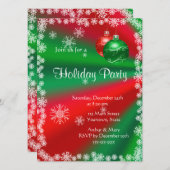 赤と緑の楽しいホリデーパーティー 招待状 (正面/裏面)