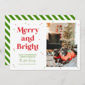 赤と緑の楽しいホリデー写真カード シーズンカード (正面/裏面)