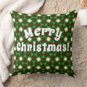 赤と緑の模様 メリークリスマス クッション (ブランケット)