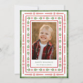 赤と緑の民俗にインスパイアされた水彩画風の1枚の写真 シーズンカード (正面)