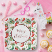 赤と緑の水のカラーストッキング ペーパープレート (パーティー)