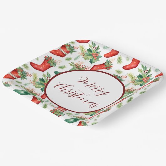 赤と緑の水のカラーストッキング ペーパープレート (傾斜あり)