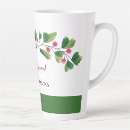 赤と緑の水のカラーベリーブランチパーソナライズされた カフェラテマグ