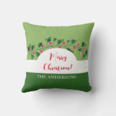 赤と緑の水のカラーベリーブランチパーソナライズされた クッション (裏面)