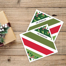 赤と緑の水のカラーベリーブランチパーソナライズされた スタンダードランチョンナプキン