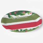 赤と緑の水のカラーベリーブランチパーソナライズされた ペーパープレート (アングル)