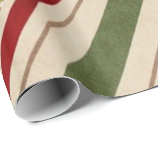 赤と緑の水の色のストライプ金ゴールドグリッター ラッピングペーパー (ロールコーナー)