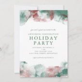 赤と緑の水の色のビジネスのクリスマスパーティー 招待状 (正面)