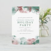 赤と緑の水の色のビジネスのクリスマスパーティー 招待状 (スタンド正面)