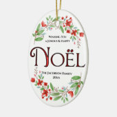 赤と緑の水の色のフローラノエル写真クリスマス セラミックオーナメント (左)