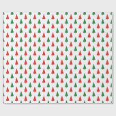 赤と緑の水の色の木のパターンのラッピング紙 ラッピングペーパー (フラット)