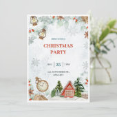 赤と緑の水の色メリークリスマスパーティー 招待状 (スタンド正面)