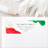 赤と緑の水カラー抽象芸術差出人住所 ラベル (インサイチュ)