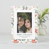 赤と緑の水彩クリスマスフローラ |写真 シーズンカード (スタンド正面)