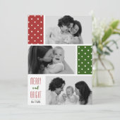 赤と緑の水玉模様の写真ホリデーカード シーズンカード (スタンド正面)