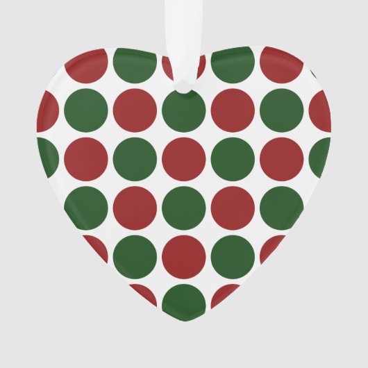 赤と緑の水玉模様オン白 オーナメント (正面)