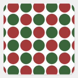 赤と緑の水玉模様オン白 スクエアシール