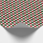 赤と緑の水玉模様オン白 ラッピングペーパー (角)