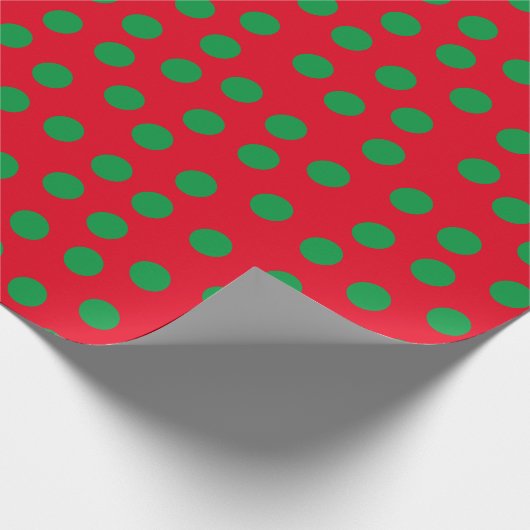 赤と緑の水玉模様 ラッピングペーパー (角)