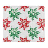 赤と緑の水色のスノーフレーク模様2 カッティングボード (正面)