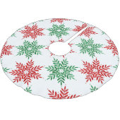 赤と緑の水色のスノーフレーク模様2 ブラッシュドポリエステルツリースカート (アングル)