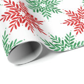 赤と緑の水色のスノーフレーク模様2 ラッピングペーパー (ロールコーナー)