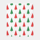 赤と緑の水色の木のパターン フリースブランケット (正面)