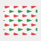 赤と緑の水色の木のパターン フリースブランケット (正面(横))