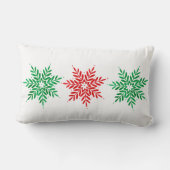 赤と緑の水色の雪の結晶 ランバークッション (裏面)