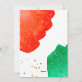 赤と緑の水色抽象芸術クリスマスフォト シーズンカード (裏面)