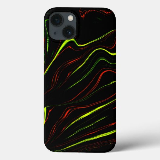 赤と緑の波状の長いストローク、黒い背景 Case-Mate iPhoneケース (裏面)