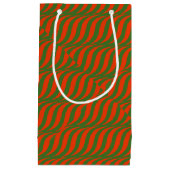 赤と緑の波 スモールペーパーバッグ (正面)