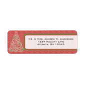 赤と緑の渦巻きクリスマスツリーのラベル ラベル (正面)