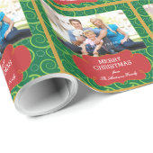 赤と緑の渦巻きパターン写真クリスマス ラッピングペーパー (ロールコーナー)