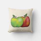 赤と緑の漫画アップルフルーツイラストレーション クッション (正面)