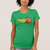 赤と緑の漫画アップルフルーツイラストレーション Tシャツ (正面)