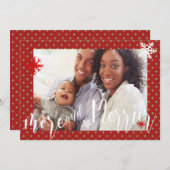 赤と緑の点の数が増え、フォトクメリーリスマス シーズンカード (正面/裏面)