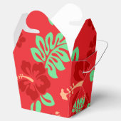 赤と緑の熱帯性ハイビスカスの花の模様 フェイバーボックス (オープン)