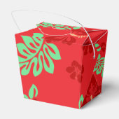 赤と緑の熱帯性ハイビスカスの花の模様 フェイバーボックス (裏面サイド)