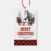 赤と緑の牧場のクリスマスタグ 馬 車 ギフトタグ (正面)