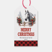 赤と緑の牧場のクリスマスタグ 馬 車 ギフトタグ (裏面)