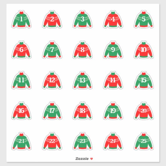 赤と緑の番号付きアドベンチャースタンプ シール (シート)