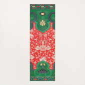 赤と緑の神秘的なロータスチノワセリー ヨガマット (裏面)