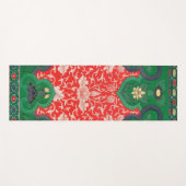 赤と緑の神秘的なロータスチノワセリー ヨガマット (正面(横))