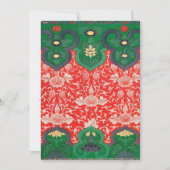 赤と緑の神秘的なロータス・アジアン・アブストラクト シーズンカード (正面)