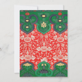 赤と緑の神秘的なロータス・アジアン・アブストラクト シーズンカード