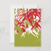 赤と緑の禅の竹葉の結婚式RSVP 招待状 (裏面)