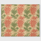 赤と緑の素晴らし詳細ヴィンテージペイズリー ラッピングペーパー (フラット)