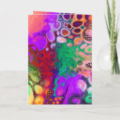 赤と緑の紫のデジカラフルタル流体アー空白のト カード (裏面)