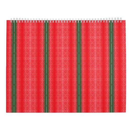 赤と緑の背ストライプの景 カレンダー (裏面)